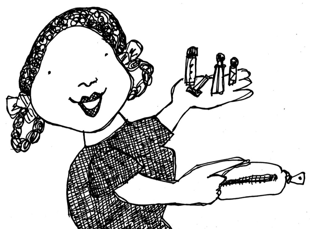 Happy traveler holding mini travel-size toiletries — packing toiletries for international travel carry-on
